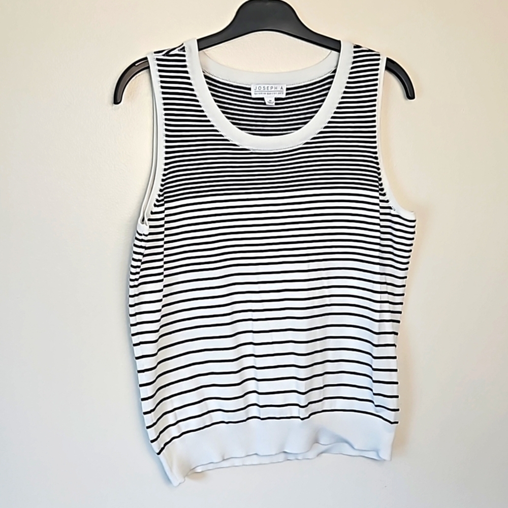Joseph A White Black Stripe Knit Tank Top Medium